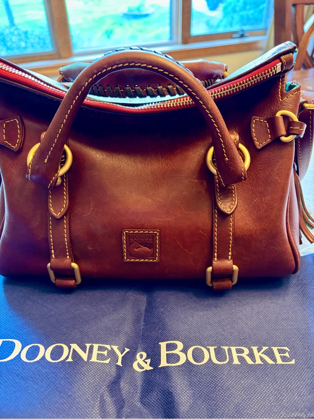 Dooney & Bourke Chestnut Brown Florentine Mini Satchel.